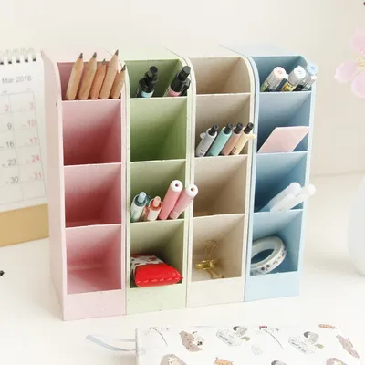 Desk Pen Holder 4 Grid Organizer