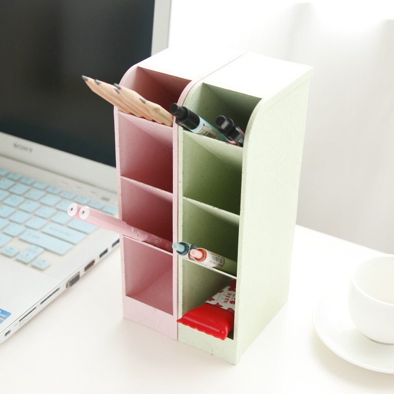 Desk Pen Holder 4 Grid Organizer
