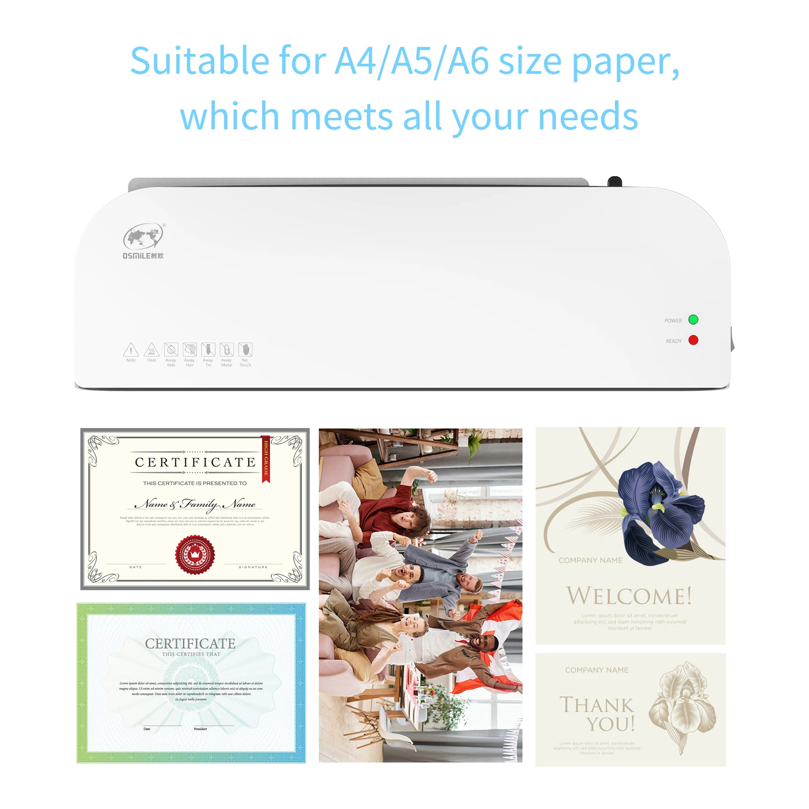 Desktop Laminator Machine Set A4 Size Hot and Cold Lamination 2 Roller System 9 inches Max Width for A4/A5/A6 Desktop Laminator Machine Set A4 Size Hot and Cold Lamination 2 Roller System 9 inches Max Width for A4/A5/A6