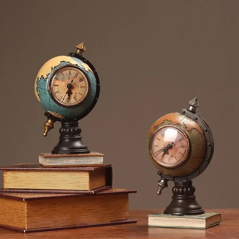 Desktop Ornament Vintage Clock Globe Table Decoration Tabletop Ornament Desktop Ornament Vintage Clock Globe Table Decoration Tabletop Ornament