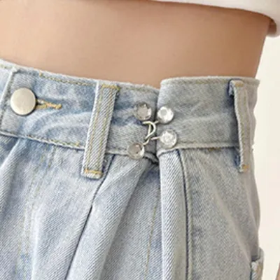 Detachable Metal Buttons Pearl Snap Fastener Pants Pin Retractable Button Sewing-Free Buckles for Jeans Perfect Fit