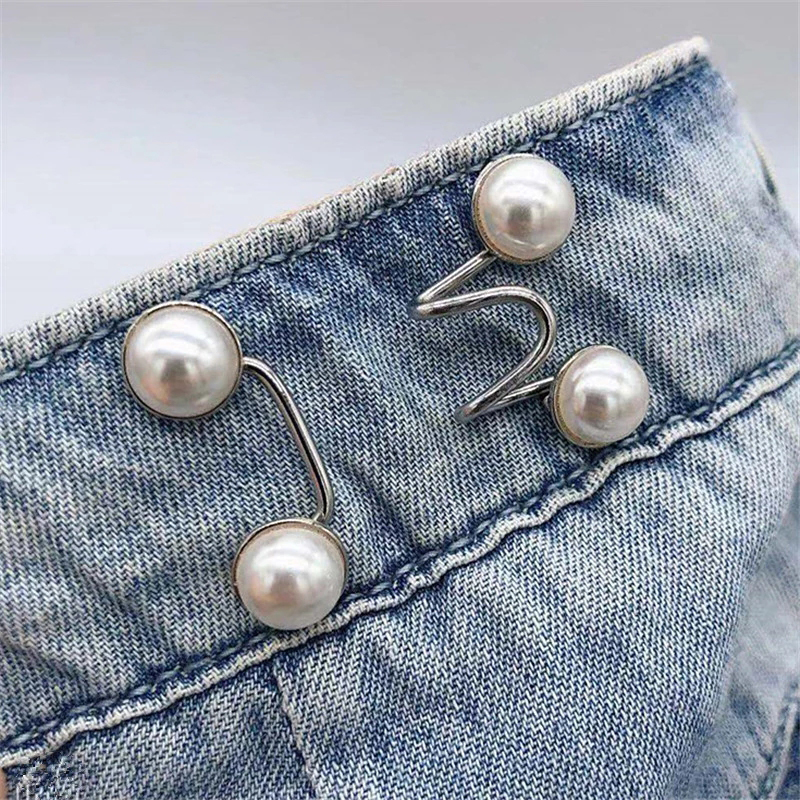 Detachable Metal Buttons Pearl Snap Fastener Pants Pin Retractable Button Sewing-Free Buckles for Jeans Perfect Fit