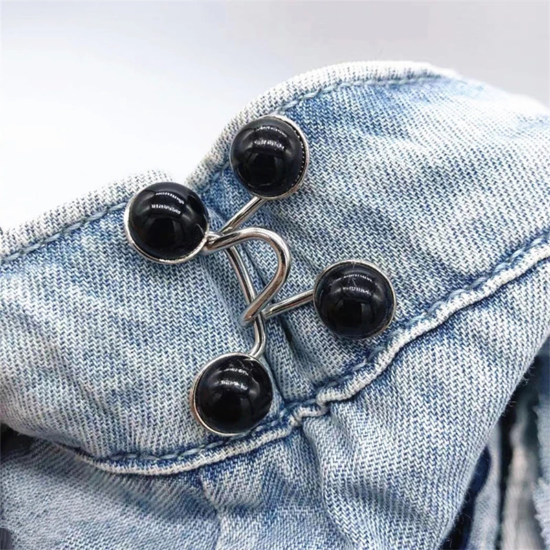 Detachable Metal Buttons Pearl Snap Fastener Pants Pin Retractable Button Sewing-Free Buckles for Jeans Perfect Fit