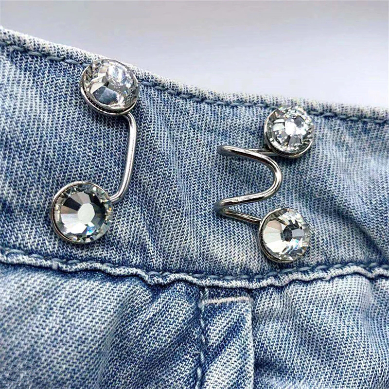 Detachable Metal Buttons Pearl Snap Fastener Pants Pin Retractable Button Sewing-Free Buckles for Jeans Perfect Fit