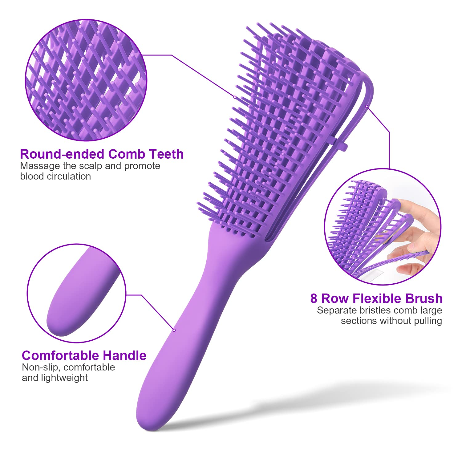Detangler Brush for Curly Hair, Black Natural Hair Curly Hair Brush 3a to 4c, Great for Thick Wet Hai