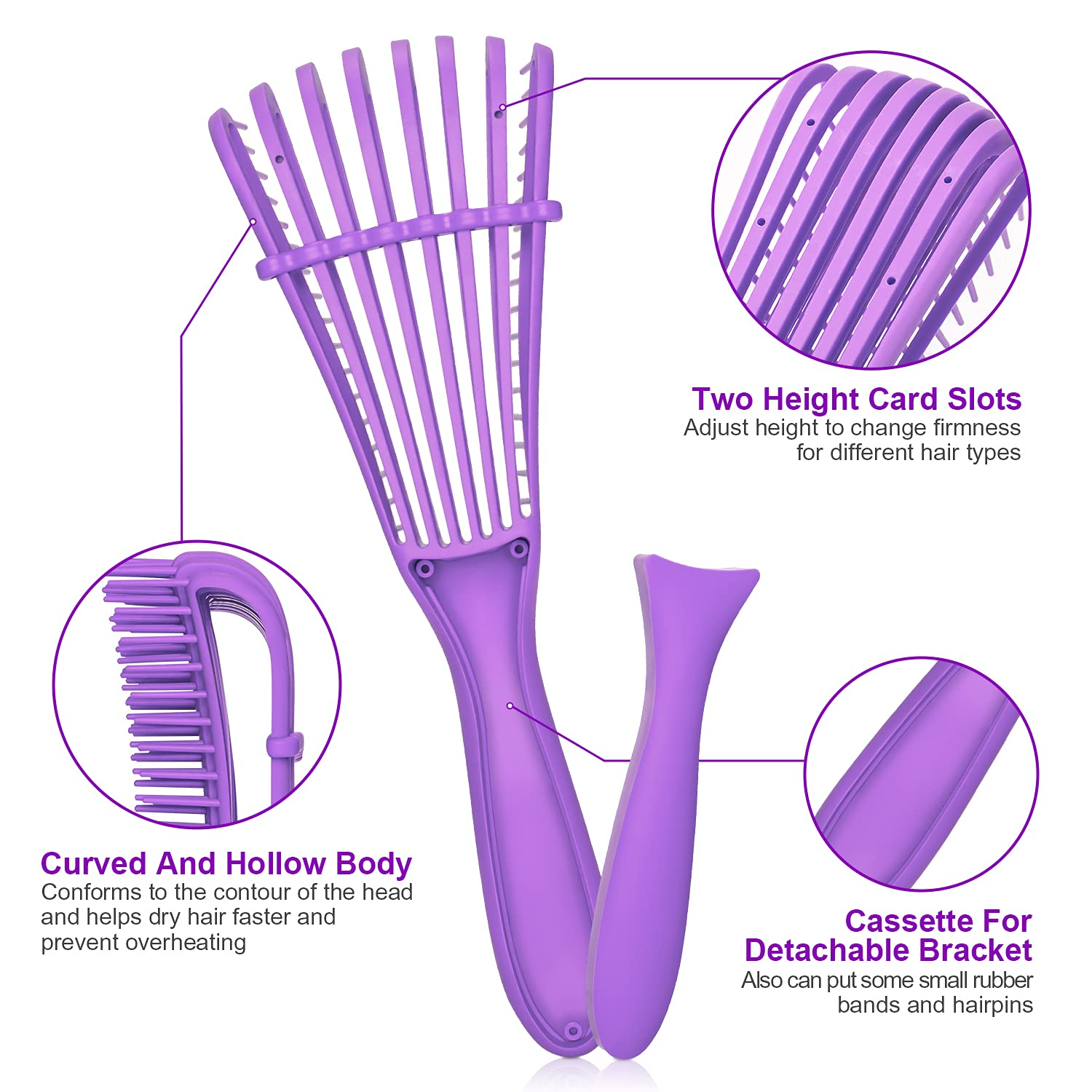 Detangler Brush for Curly Hair, Black Natural Hair Curly Hair Brush 3a to 4c, Great for Thick Wet Hai