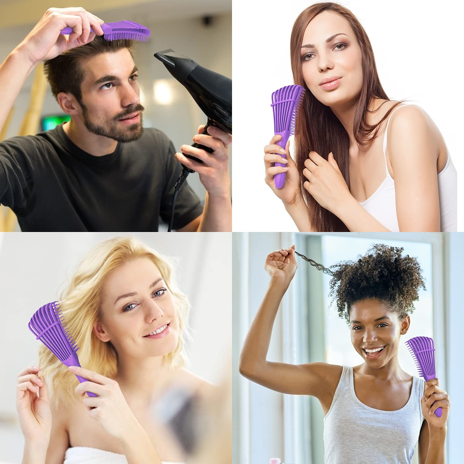 Detangler Brush for Curly Hair, Black Natural Hair Curly Hair Brush 3a to 4c, Great for Thick Wet Hai