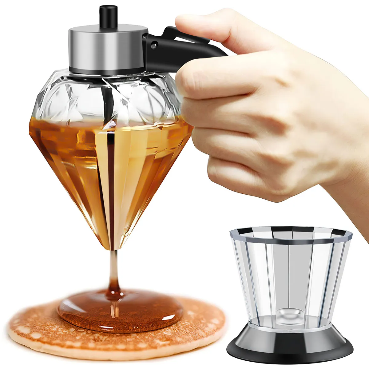 Diamond Glass Honey Dispenser 200ml Oil Dispenser with Stand Oil Bottle Vinegar and Sauce Glass Cruet Cooking Kitchen Diamond Glass Honey Dispenser 200ml Oil Dispenser with Stand Oil Bottle Vinegar and Sauce Glass Cruet Cooking Kitchen