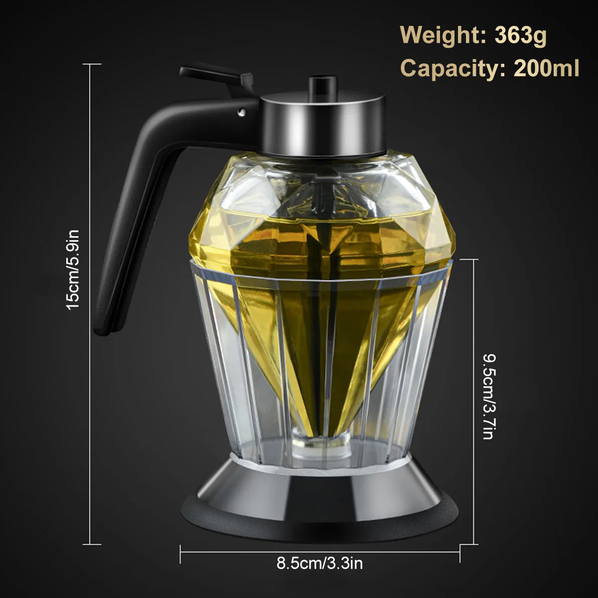 Diamond Glass Honey Dispenser 200ml Oil Dispenser with Stand Oil Bottle Vinegar and Sauce Glass Cruet Cooking Kitchen Diamond Glass Honey Dispenser 200ml Oil Dispenser with Stand Oil Bottle Vinegar and Sauce Glass Cruet Cooking Kitchen