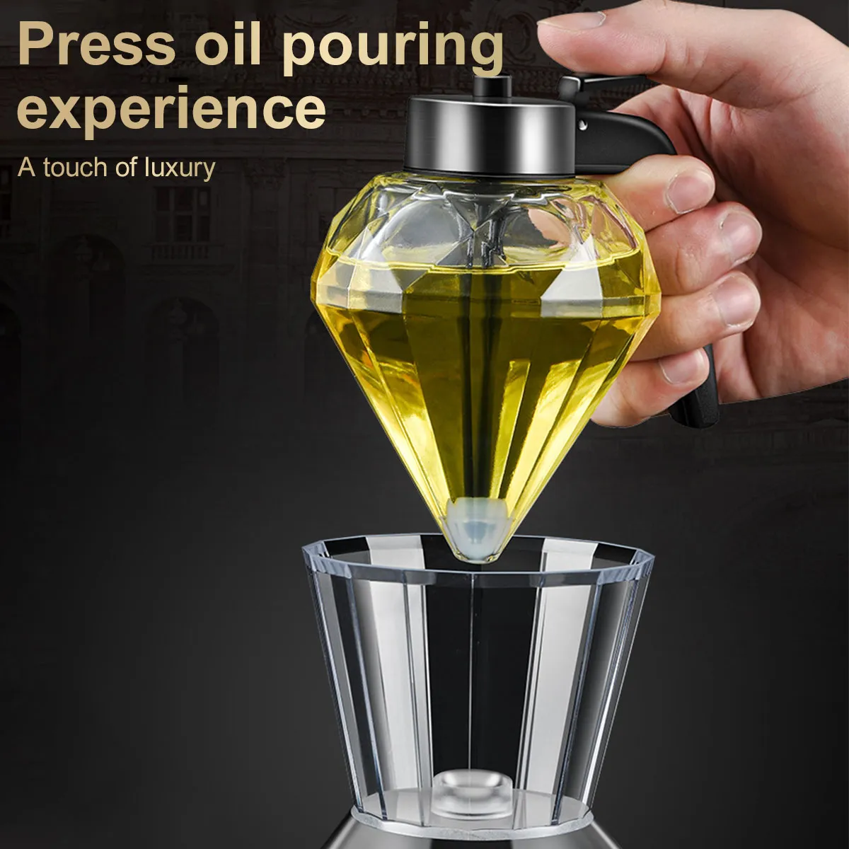 Diamond Glass Honey Dispenser 200ml Oil Dispenser with Stand Oil Bottle Vinegar and Sauce Glass Cruet Cooking Kitchen Diamond Glass Honey Dispenser 200ml Oil Dispenser with Stand Oil Bottle Vinegar and Sauce Glass Cruet Cooking Kitchen