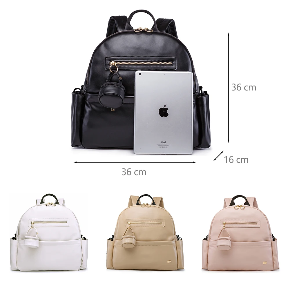 Diaper Bag for Newborn Baby Smooth Large Capacity Waterproof Nappy Changing Bag with Pacifier Bag Travel Diaper Backpack
