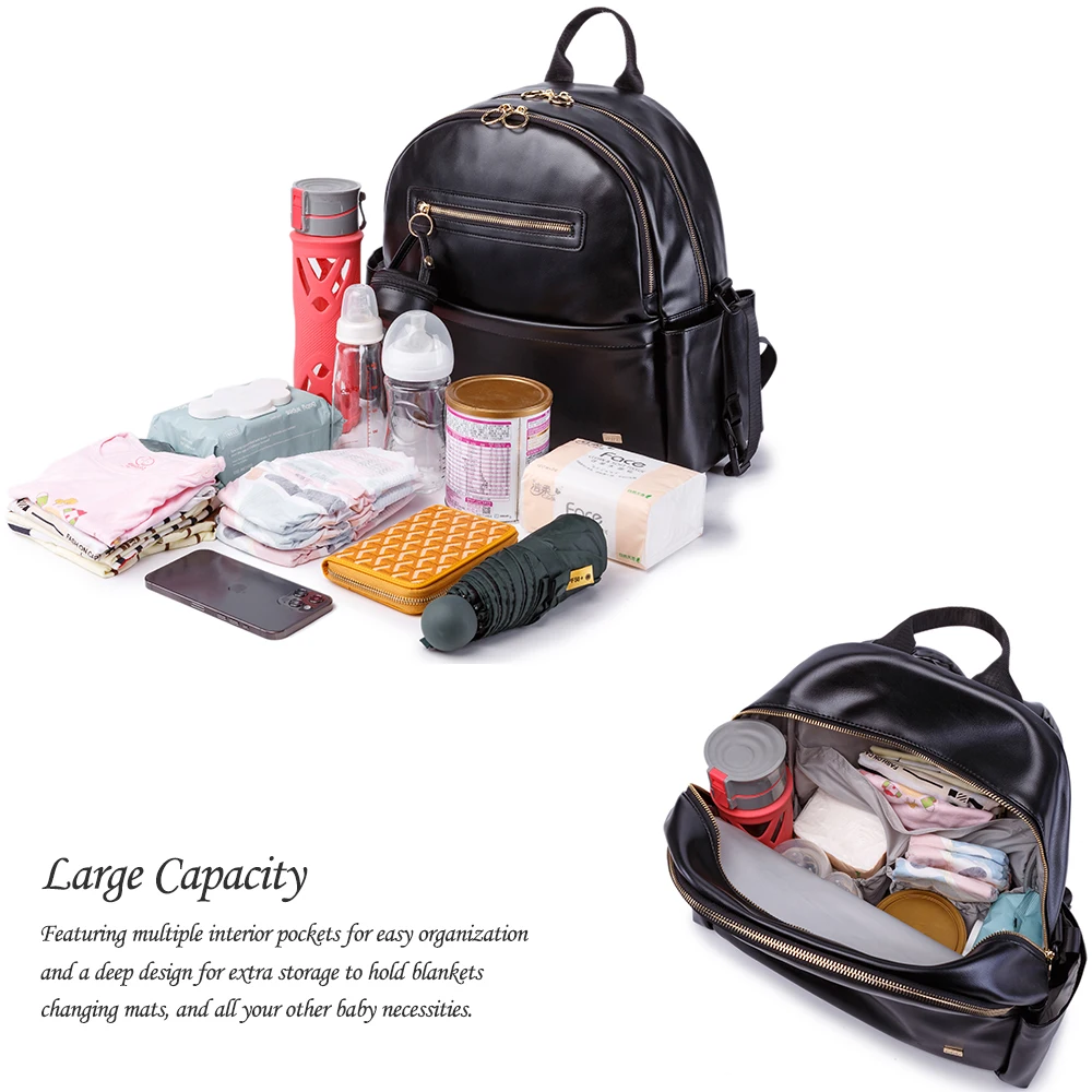 Diaper Bag for Newborn Baby Smooth Large Capacity Waterproof Nappy Changing Bag with Pacifier Bag Travel Diaper Backpack