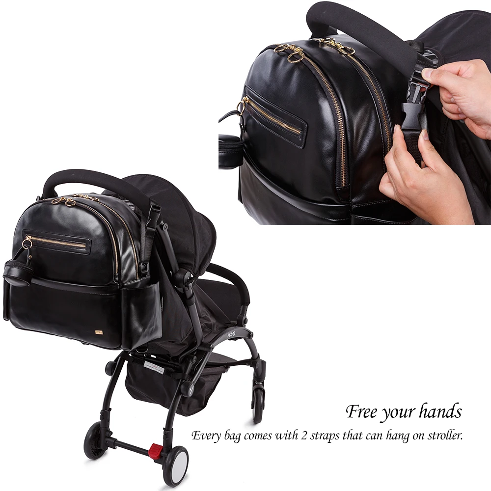 Diaper Bag for Newborn Baby Smooth Large Capacity Waterproof Nappy Changing Bag with Pacifier Bag Travel Diaper Backpack