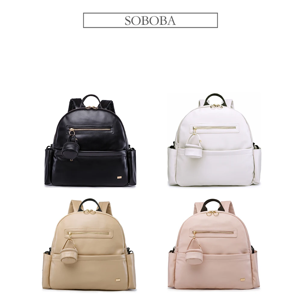Diaper Bag for Newborn Baby Smooth Large Capacity Waterproof Nappy Changing Bag with Pacifier Bag Travel Diaper Backpack