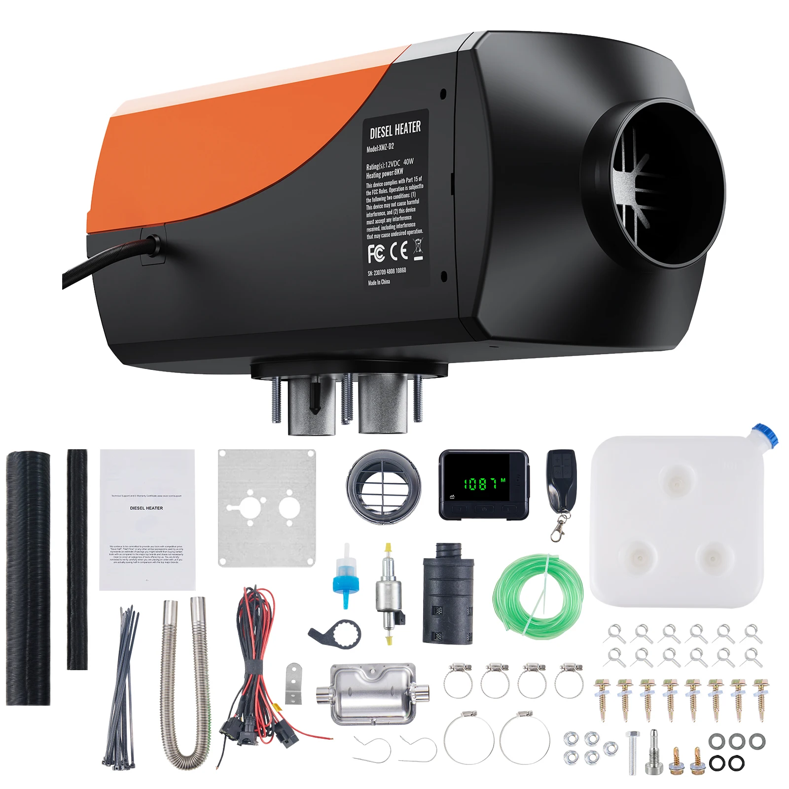 Diesel Air Heater 12V 5/8KW Diesel Heater Diesel Parking Heater Rapid Heating and Low Noise for RV Trailer Camper Van