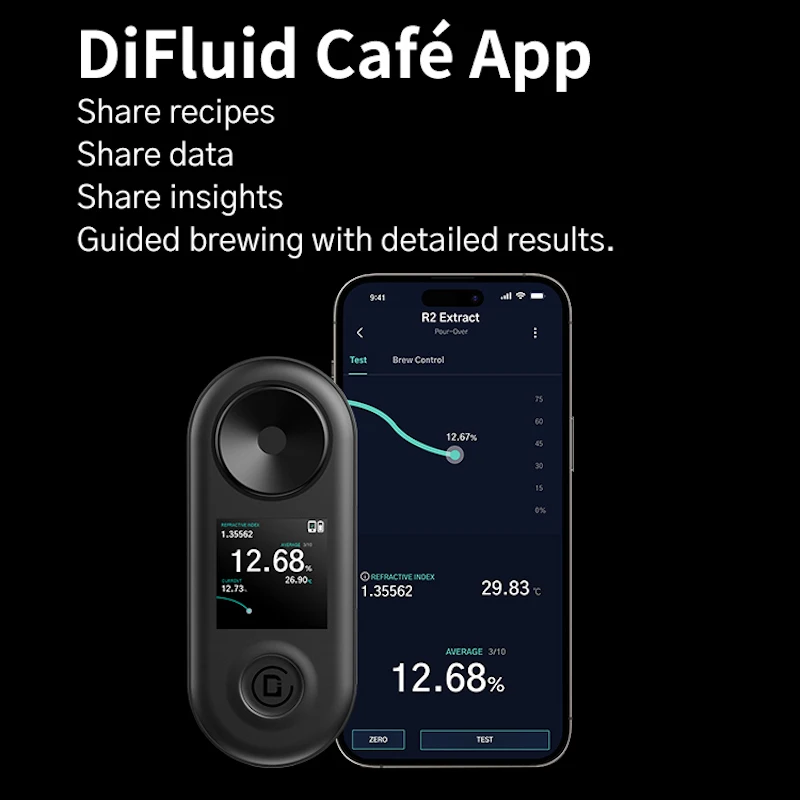 Difluid Extract Refractometer, Connection With App TDS Measuring Coffee Accessories Used To Measure Coffee Concentration