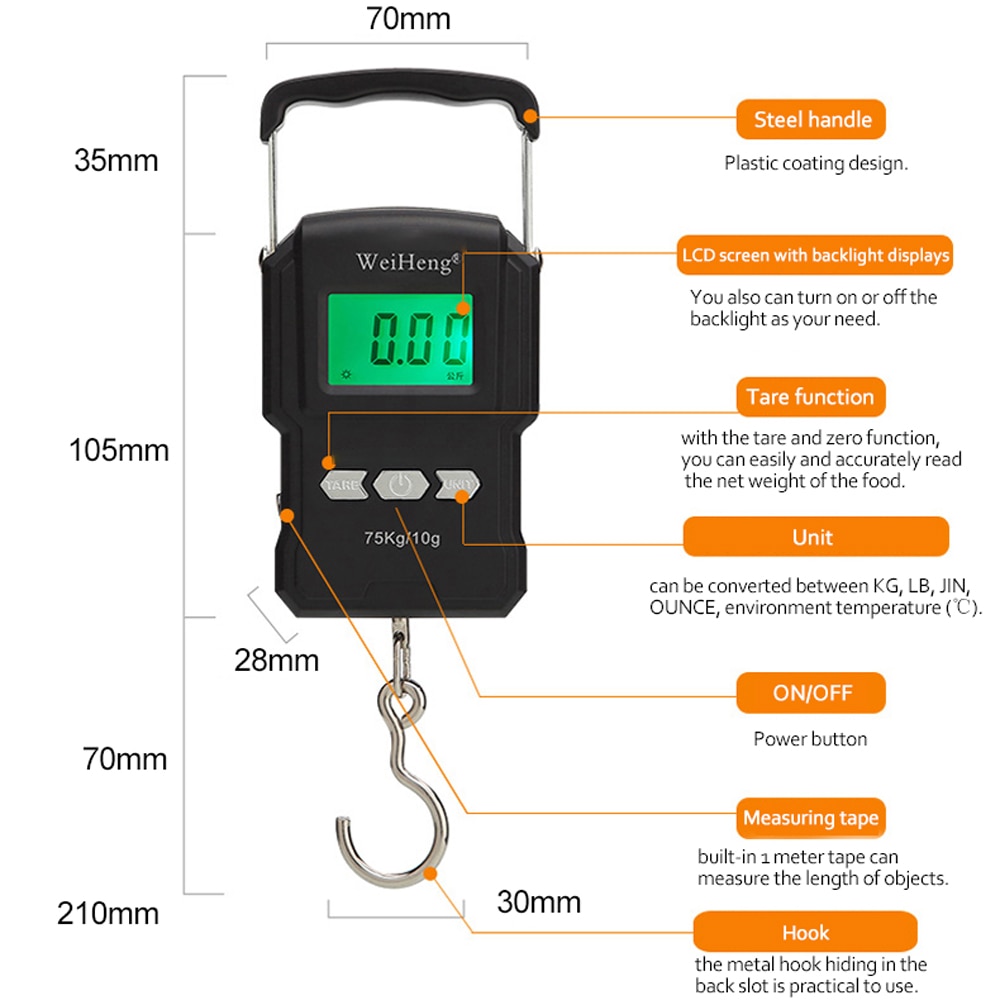 Digital 75kg Hook Weighing Scale