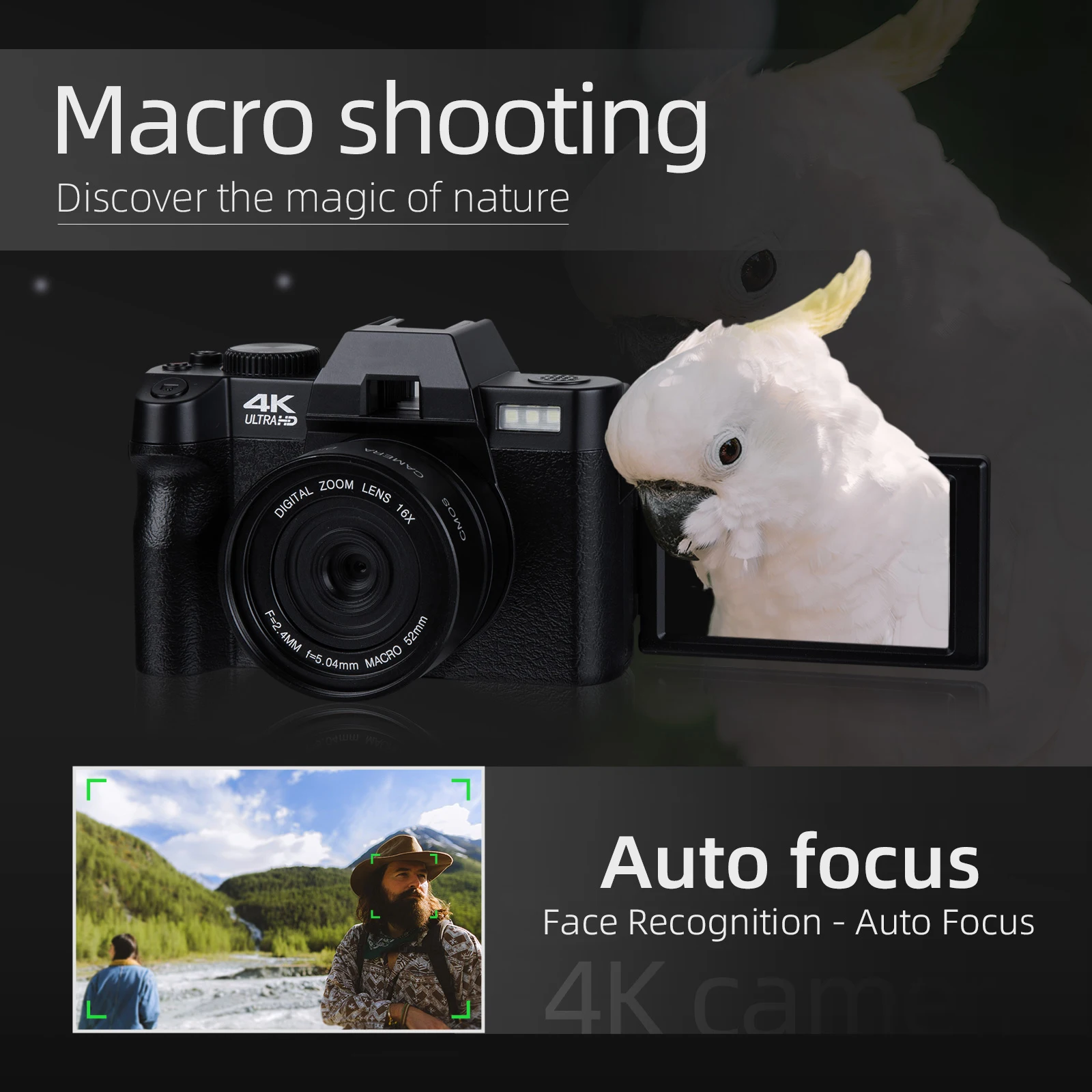 Digital Camera for Photography and Video 16X Digital Zoom 4K 48MP Vlogging Camera for with 180° Flip Screen Digital Camera for Photography and Video 16X Digital Zoom 4K 48MP Vlogging Camera for with 180° Flip Screen