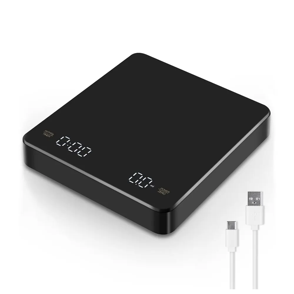 Digital Coffee Scale with Timer LED Screen Espresso USB 3kg Max.Weighing 0.1g High Precision Measures in Oz/ml/g Digital Coffee Scale with Timer LED Screen Espresso USB 3kg Max.Weighing 0.1g High Precision Measures in Oz/ml/g