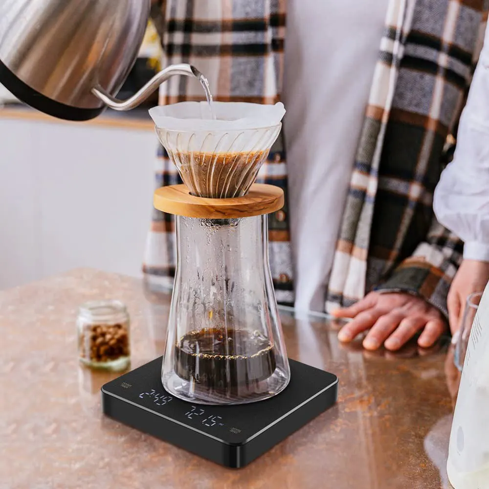Digital Coffee Scale with Timer LED Screen Espresso USB 3kg Max.Weighing 0.1g High Precision Measures in Oz/ml/g