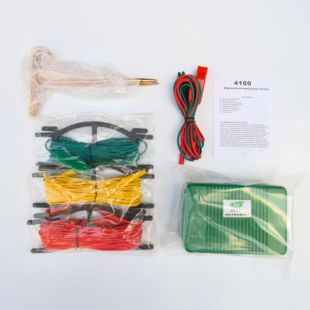 Digital Earth Ground Resistance Meter Megohmmeter 0-2000 Ohm Instruments Inspection Electrician Resistance Tester