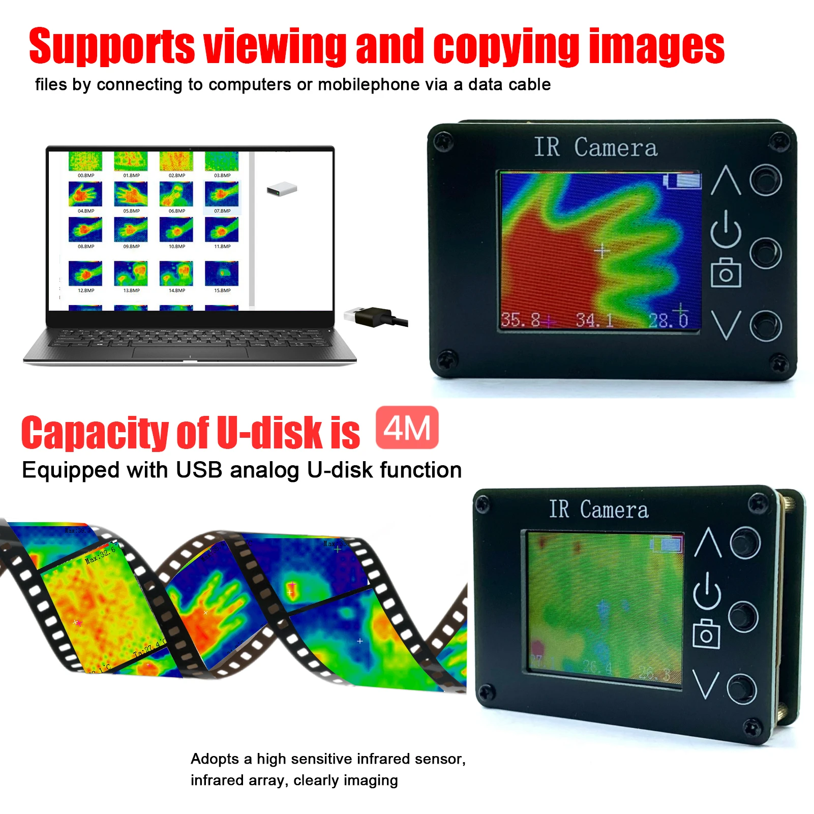 Digital Infrared Thermal Imaging Camera Thermal Imager Temperature Sensors -40℃ to 300℃