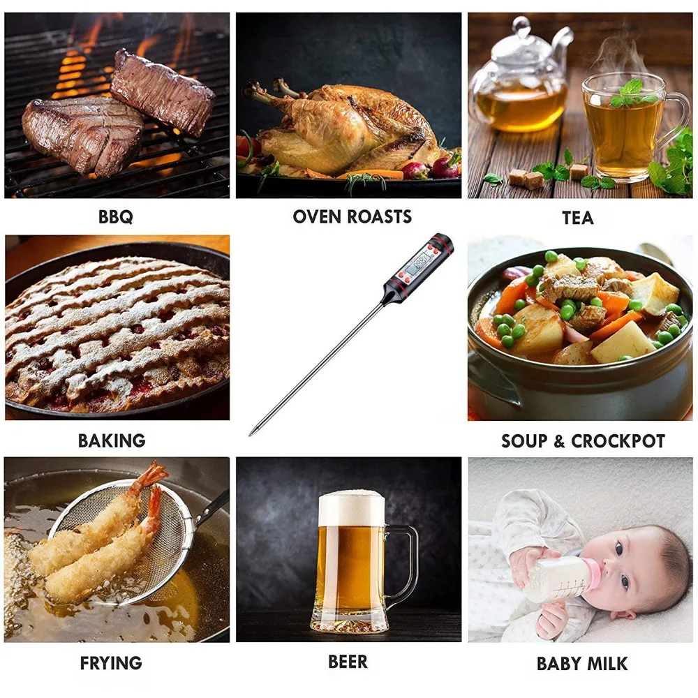 Digital Instant Read Meat Thermometer Kitchen BBQ Grill Thermometer Probe Water Milk Meat Turkey Thermometer Tool