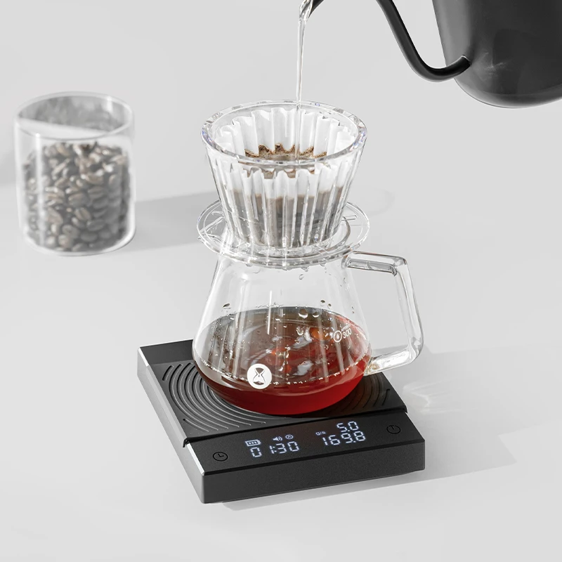 Digital Kitchen Scale for Espresso Coffee Food With Timer Flow Rate Monitor USB Type-C Rechargeable Light Weight Mini