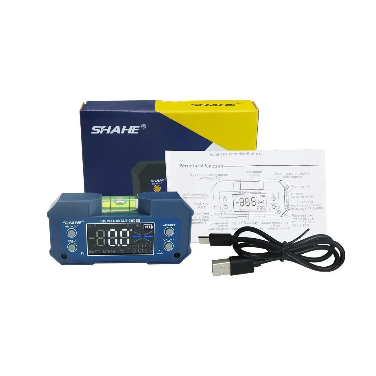 Digital Level Inclinometer Dual-axis Electronic Protractor Rechargable Bevel Box Electronic Level Angle Finder Gauge