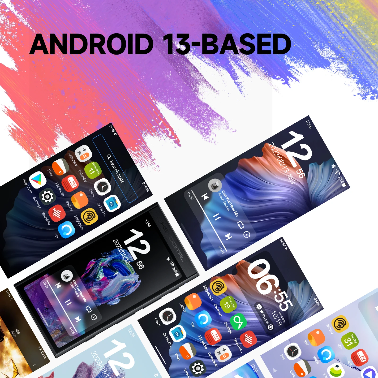 Digital M300 Android 13 Music Player MP3 HiFi Audio Bluetooth WiFi USB DAC DSD FM Radio Dual Mic Built-in Speaker IPS