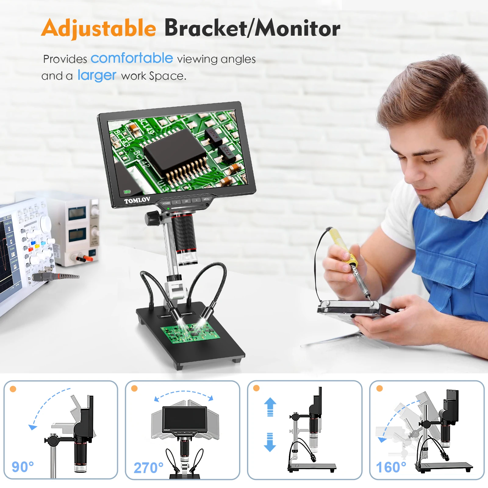 Digital Microscope 10.1 Inch Screen HDMI For Soldering Electronic Video Microscope 16MP Magnifier Repair Tool with 32GB