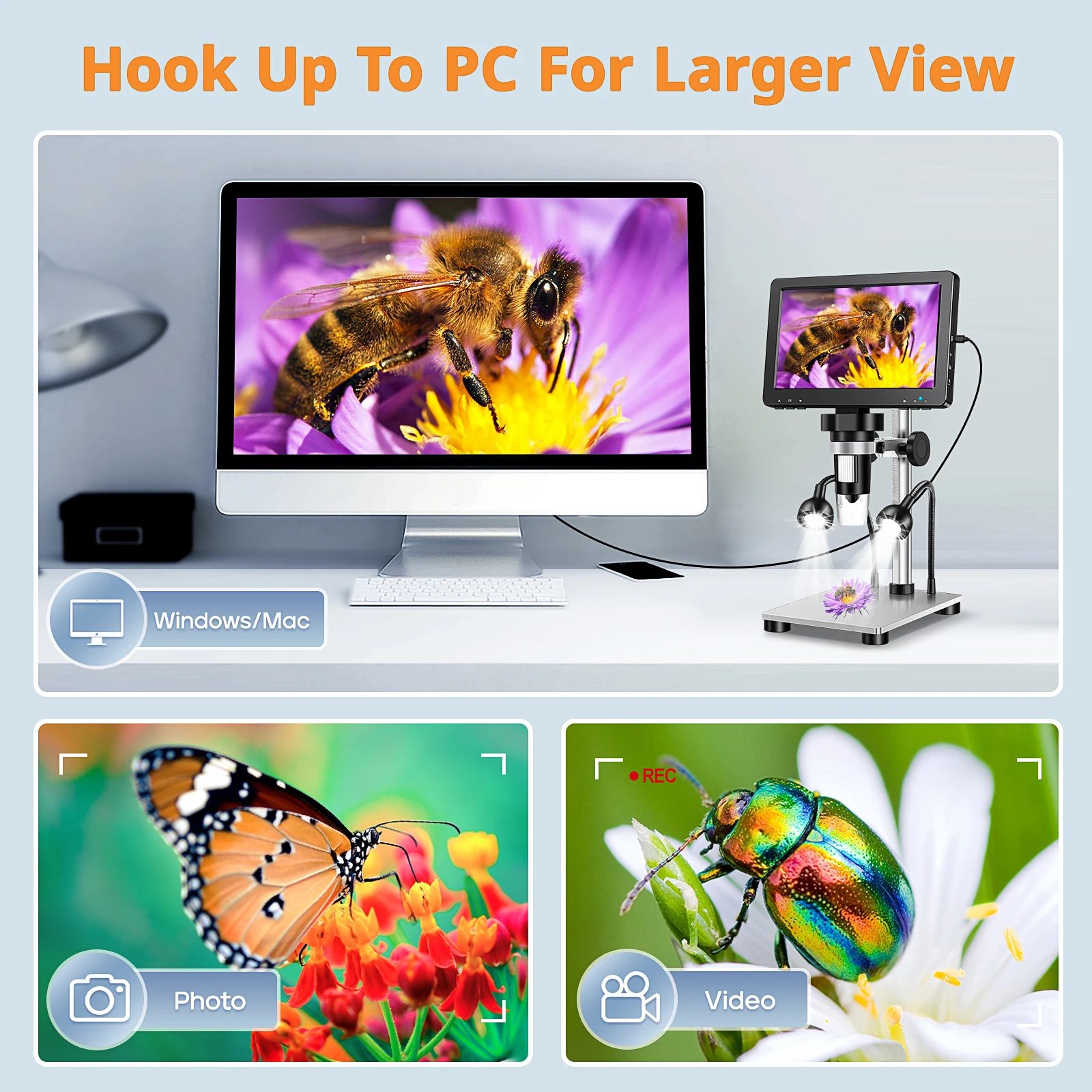 Digital Microscope 1200x Magnification HD USB Professional Electron Microscopios For Repairing With 10 LED Light Digital Microscope 1200x Magnification HD USB Professional Electron Microscopios For Repairing With 10 LED Light