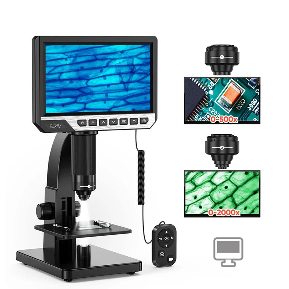 Digital Microscope 2000X 7″ IPS 12MP 1080P Lab Biological Microscope Camera Dual Lens With Remote Control Digital Microscope 2000X 7″ IPS 12MP 1080P Lab Biological Microscope Camera Dual Lens With Remote Control