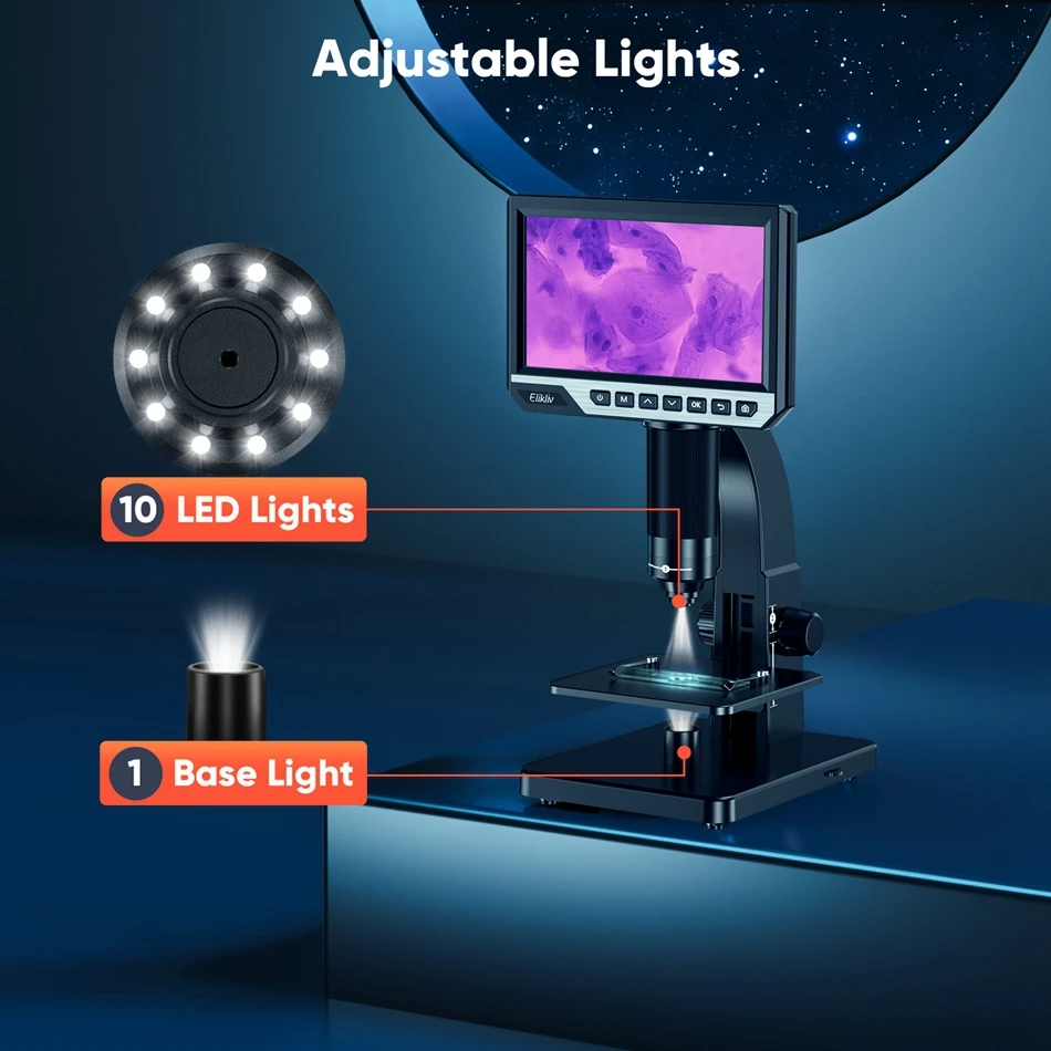 Digital Microscope 2000X 7″ IPS 12MP 1080P Lab Biological Microscope Camera Dual Lens With Remote Control Digital Microscope 2000X 7″ IPS 12MP 1080P Lab Biological Microscope Camera Dual Lens With Remote Control