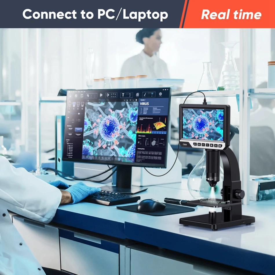 Digital Microscope 2000X 7″ IPS 12MP 1080P Lab Biological Microscope Camera Dual Lens With Remote Control Digital Microscope 2000X 7″ IPS 12MP 1080P Lab Biological Microscope Camera Dual Lens With Remote Control
