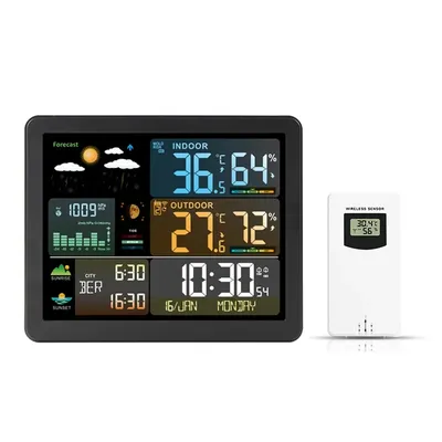 Digital Weather Station Clock Indoor Outdoor Temperature and Humidity Meter Weather Forecast Wireless Electronic Table Digital Weather Station Clock Indoor Outdoor Temperature and Humidity Meter Weather Forecast Wireless Electronic Table