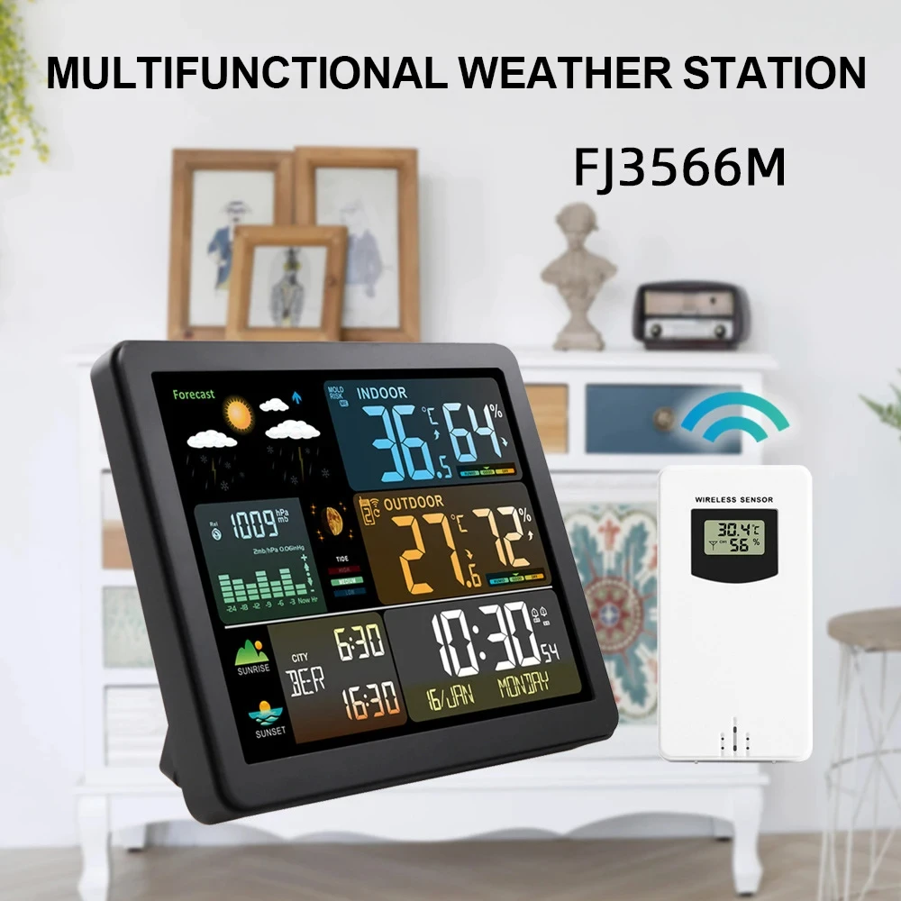 Digital Weather Station Clock Indoor Outdoor Temperature and Humidity Meter Weather Forecast Wireless Electronic Table Digital Weather Station Clock Indoor Outdoor Temperature and Humidity Meter Weather Forecast Wireless Electronic Table