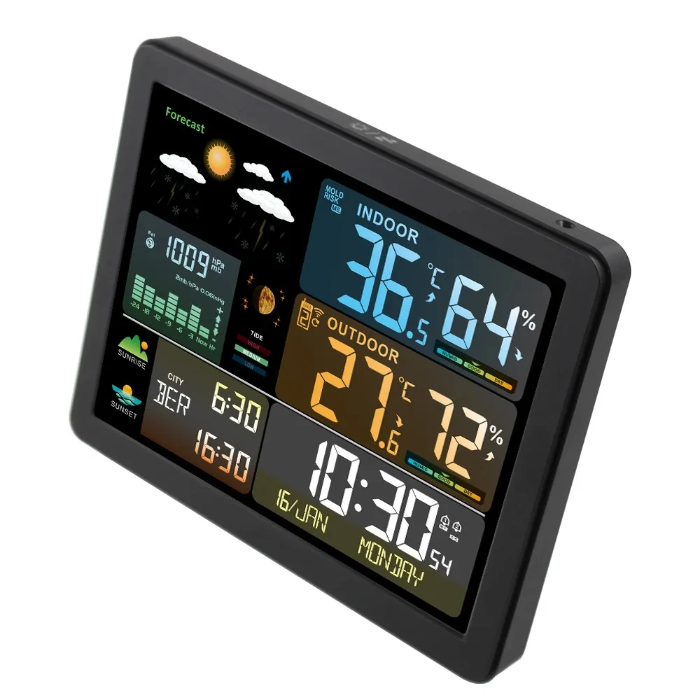 Digital Weather Station Clock Indoor Outdoor Temperature and Humidity Meter Weather Forecast Wireless Electronic Table Digital Weather Station Clock Indoor Outdoor Temperature and Humidity Meter Weather Forecast Wireless Electronic Table