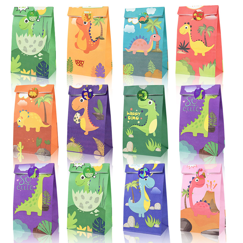 Dinosaur Candy Bags with Stickers (12Pcs) Dinosaur Candy Bags with Stickers (12Pcs)