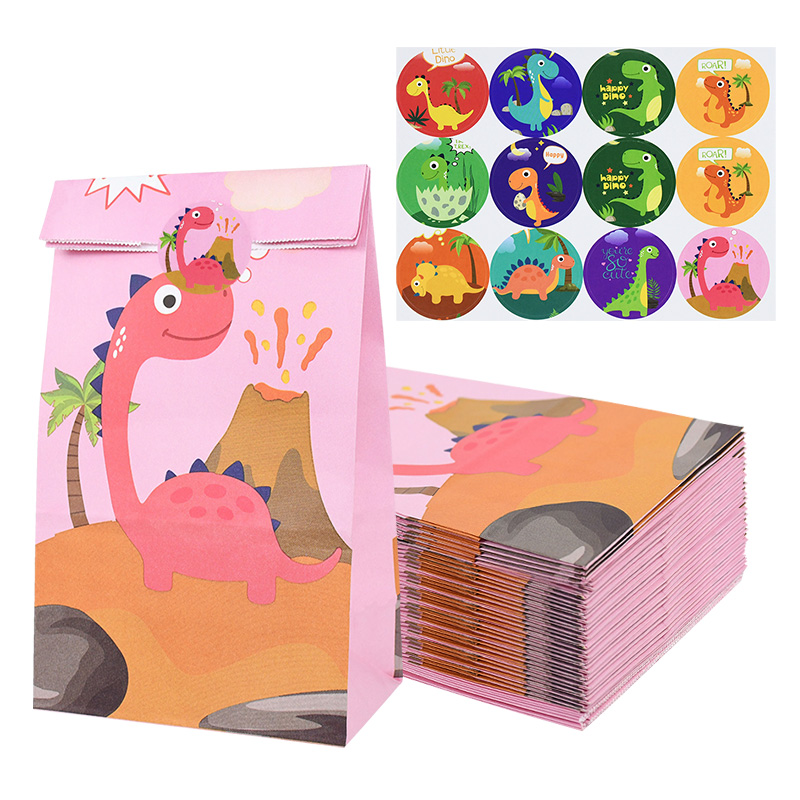 Dinosaur Candy Bags with Stickers (12Pcs) Dinosaur Candy Bags with Stickers (12Pcs)