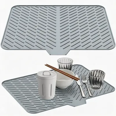 Dish Drying Mat Ultra Absorbent Silicone Drying Mats Non-Slip Fast Drying Draining Mat Heat Resistant Kitchen Dish