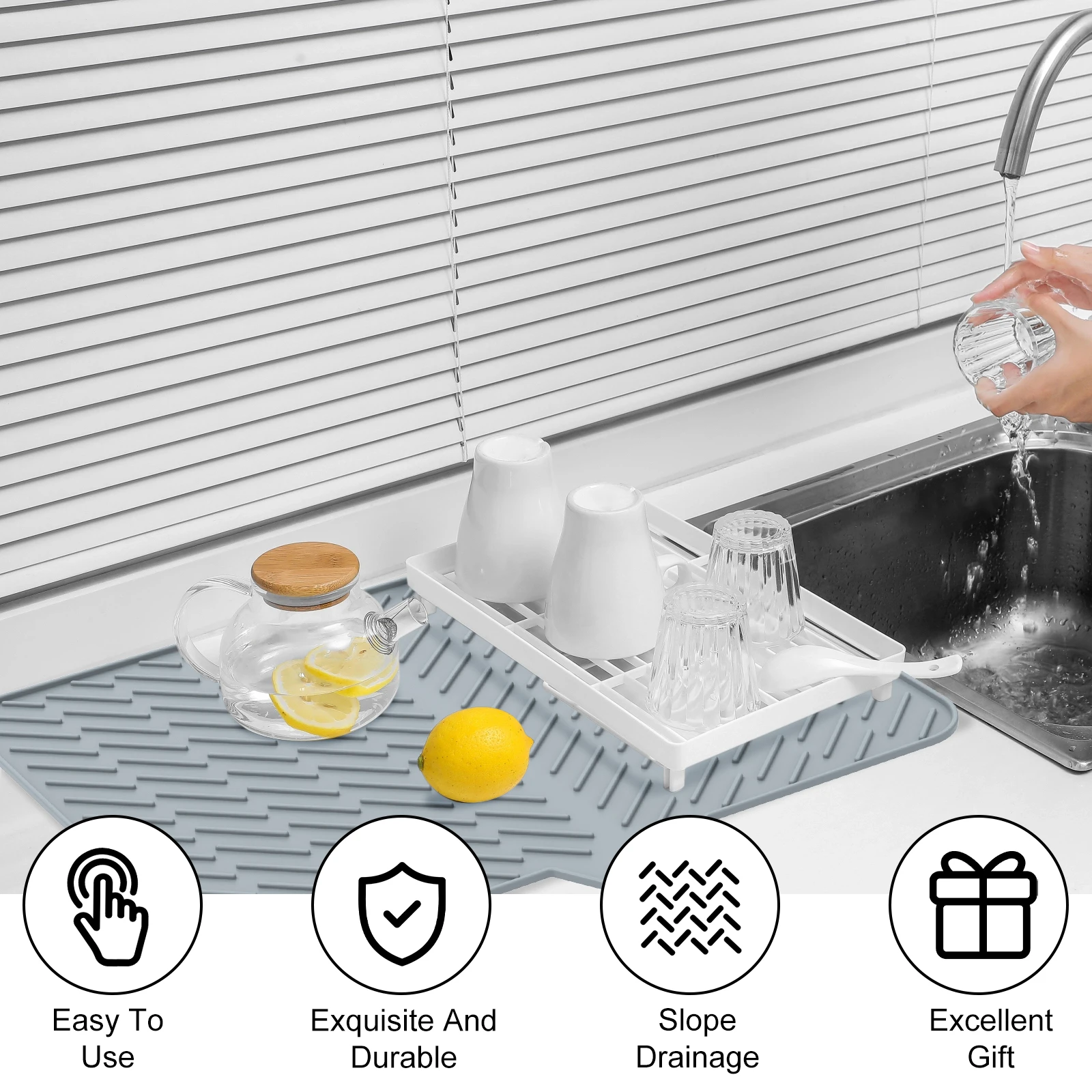Dish Drying Mat Ultra Absorbent Silicone Drying Mats Non-Slip Fast Drying Draining Mat Heat Resistant Kitchen Dish Dish Drying Mat Ultra Absorbent Silicone Drying Mats Non-Slip Fast Drying Draining Mat Heat Resistant Kitchen Dish