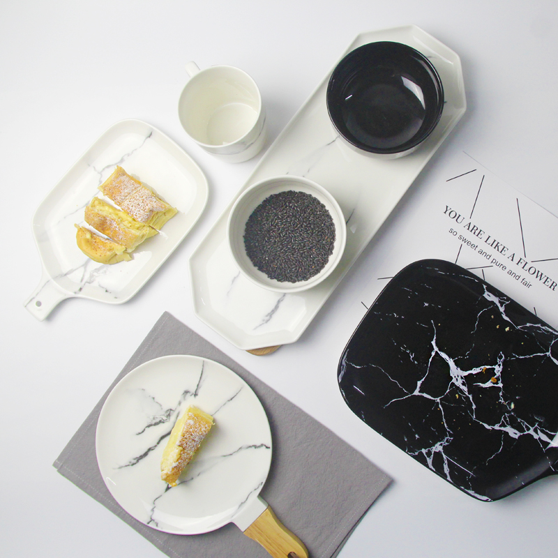 Dish Set Ceramic Marble Tableware Dish Set Ceramic Marble Tableware