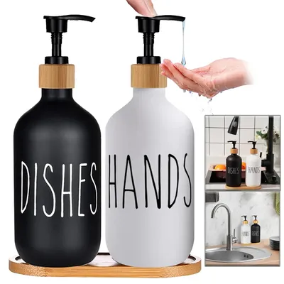 Dish Soap Dispenser Set for Kitchen Sink Hands Soap and Dishes Detergent Storage Bottle Refillable Bottles Dish Soap Dispenser Set for Kitchen Sink Hands Soap and Dishes Detergent Storage Bottle Refillable Bottles