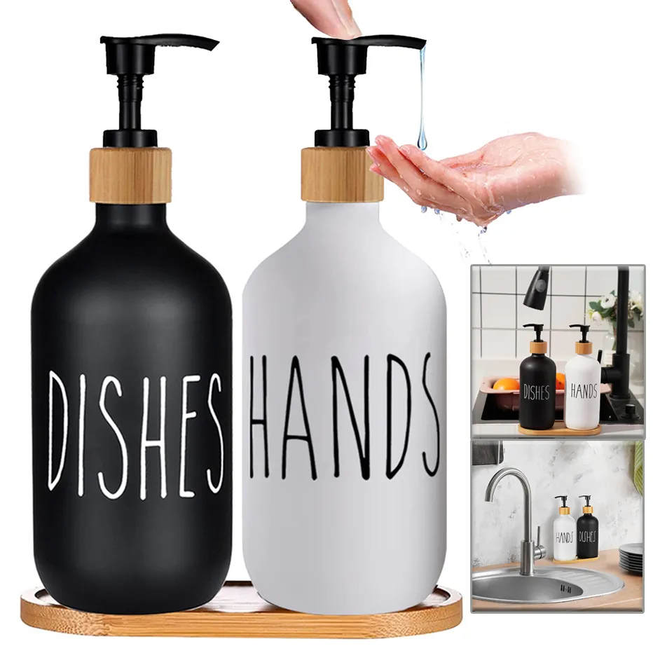 Dish Soap Dispenser Set for Kitchen Sink Hands Soap and Dishes Detergent Storage Bottle Refillable Bottles Dish Soap Dispenser Set for Kitchen Sink Hands Soap and Dishes Detergent Storage Bottle Refillable Bottles
