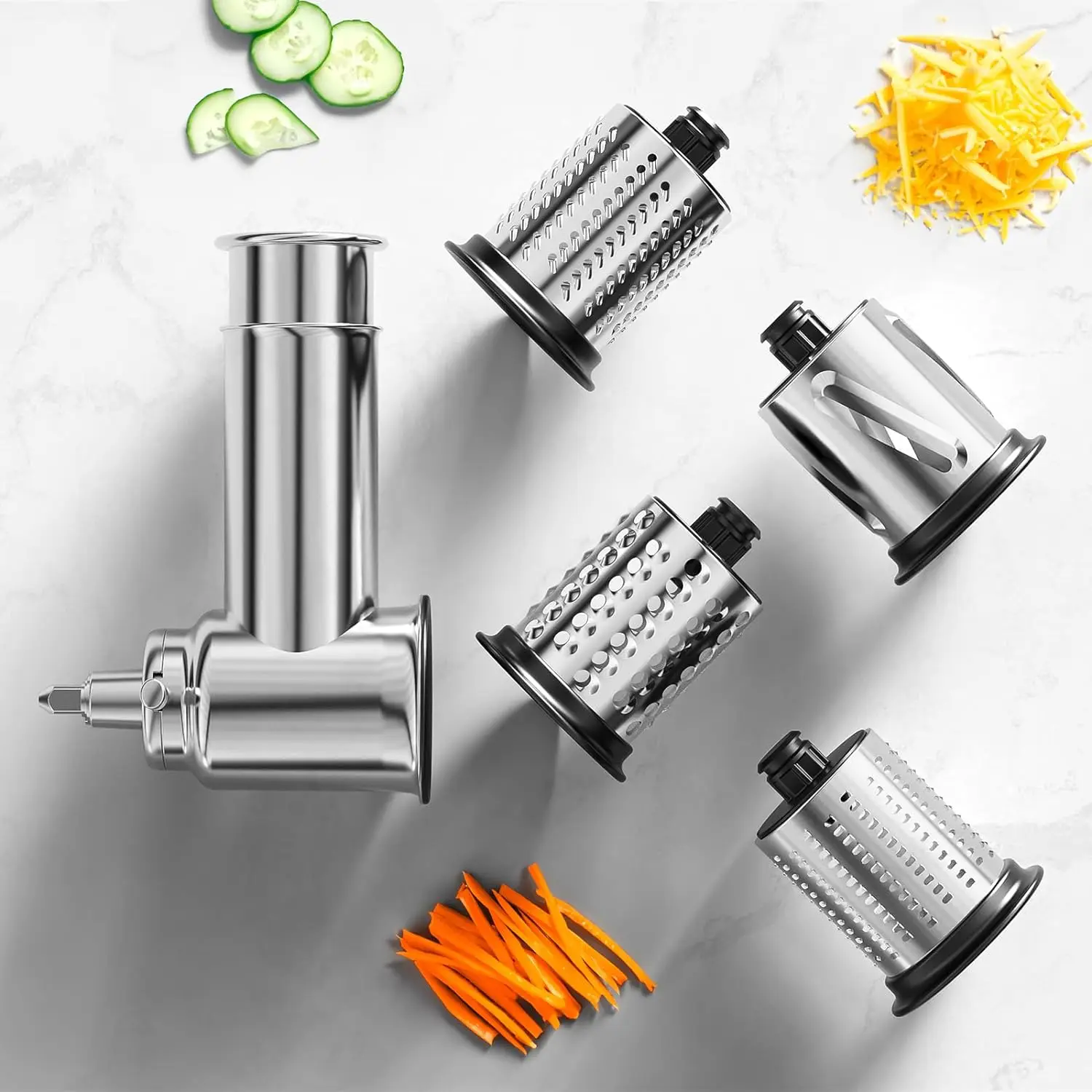 Dishwasher Safe,Stainless Steel Slicer/Shredder Attachment for KitchenAid Stand Mixer, Salad Machine Vegetable Slicer