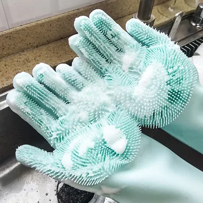 Dishwashing Rubber Scrubber Gloves (1 Pair) Dishwashing Rubber Scrubber Gloves (1 Pair)