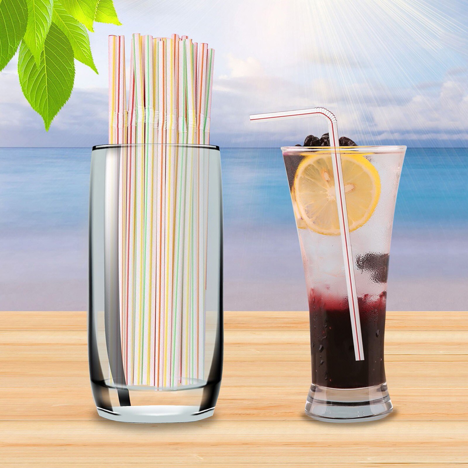 Disposable Plastic Bendable Straws (600 pcs)
