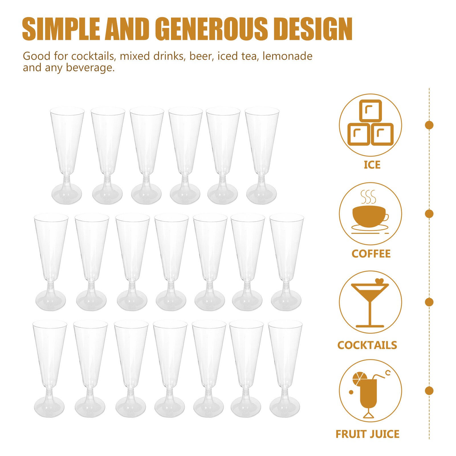 Disposable Plastic Champagne Cups (20 pcs)