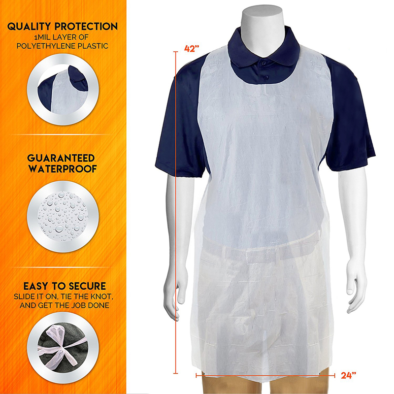 Disposable White Plastic Aprons (100pc) Disposable White Plastic Aprons (100pc)